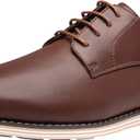 Vostey Mens Casual Dress Shoes Wingtip Plain Business Dress Shoes for Men (10, Plain Dark Brown)