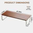 Mid-Century Modern Coffee Table, Rectangular Wood Coffee Table with U-Shaped Stainless Steel Legs, Minimalist Accent Table for Living Room, Bedroom, Office, Easy Assembly, Walnut 47"