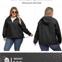 Avoogue Plus Size Womens Rain Jacket with Hood Waterproof Raincoats Lightweight Packable Outdoor Trench Coat 3XL (Black)