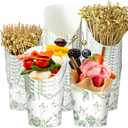 Tioncy 250 Pcs Floral Charcuterie Cups with Cocktail Picks Sets, Floral Bridal Shower Decoration 50 Charcuterie Cups with 200 Sticks for Wedding Baby Shower Party Decorations(Green,Flower)