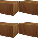 ManMengJi 4 Pack Fitted Table Covers for 6 Foot Tables - Water Resistant Washable Rectangle Tablecloth for Wedding, Banquet and Trade Shows, 72L x 30W x 30H Inches, Brown