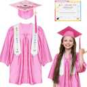 Kindergarten graduation cap and gown with 2026 Tassel, Certificate for Toddler Children (27"-33") (Pink, S)