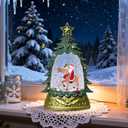 Mini Snow Globe Christmas Decorations, Glittering Santa Reindeer Small Christmas Tree Snow Globe Lighted Water Lantern for Xmas Decor Gifts