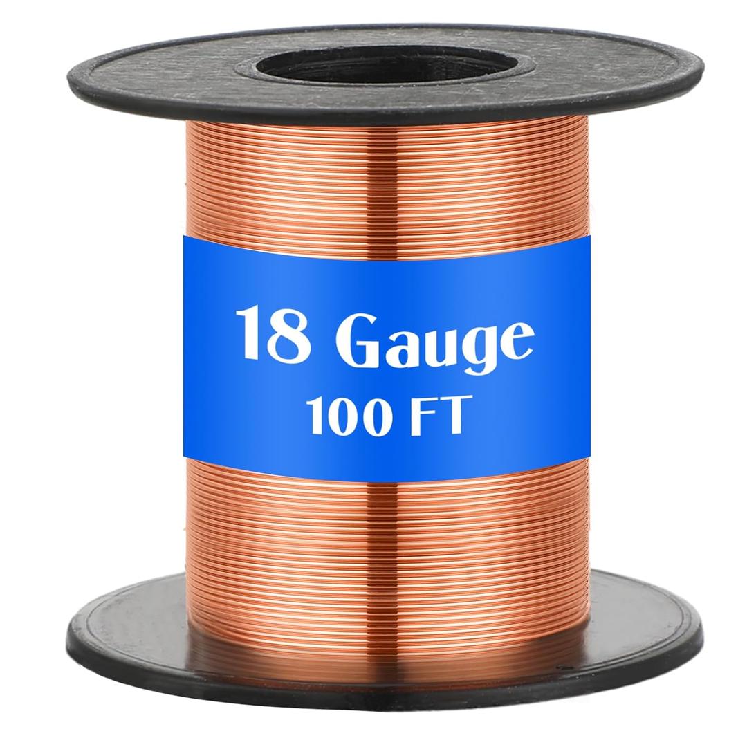 Therwen 100ft 18 Gauge Copper Wire for Gardening, Electroculture, Bonsai, Jewelry Making Beading DIY Craft Pure Bare Copper Wire Spool