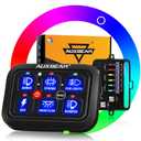 Auxbeam RGB 6 Gang Switch Panel RA60 Auto-Dimmable Switch Panel w/Momentary Toggle Pulsed Memory Function, 12-24V Switch Panel for Truck UTV Car Boat Waterproof