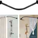 L Shaped Shower Curtain Rod, Stainless Adjustable Corner Shower Curtain Rod (35''-51'' X 35''-51''), Corner Shower Rod for Bathroom, Clothing Store, Drill Free/Drilling Install (Black)