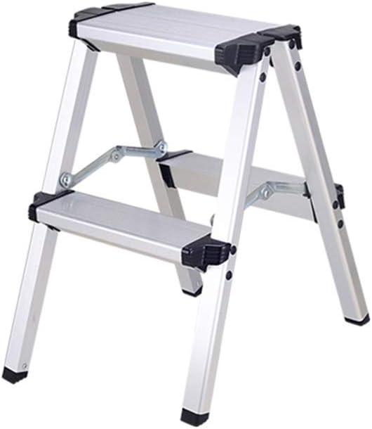 2 Step Ladder, Aluminum Folding Step Ladder, Portable Small Kitchen Step Stool, Lightweight with Widen Pedals by Glosiory, Solid Handy Metal Step Stool for Home, Kitchen, RV, SUV, Garage, 330lbs