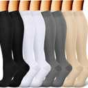 CHARMKING Compression Socks for Women & Men Circulation (8 Pairs) 15-20 mmHg is Best Support for Athletic Running,Cycling (Small-Medium, 09 Black/Black/White/Grey/Beige)