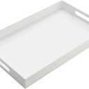 Glossy White Acrylic Serving Tray with Handles-Butler Trays for Coffee Table, Snacks,Breakfast in Bed, Kitchen Countertop,Vanity,Makeup Organizer,Ottoman (White, 12x20 Inches)