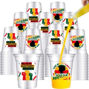 VDESFUEBY Black History Month 12oz Reusable Clear Plastic Cups (40PCS)- African American Heritage Festival Decorative Cups