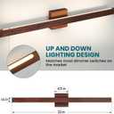 LED Modern Vanity Light: 32 Inch 5CCT Brown Wood Painted Bathroom Wall Lighting Fixtures Over Mirror 26W Dimmable Vanity Lights Bar for Restroom Bedroom