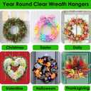 Wreath Hanger, Heavy Duty Suction Cup Hooks for Front Door, Plastic Clear Hooks for Halloween Christmas Wreaths, Welcome Sign, Glass Door, Tile Wall (Clear - 4 Pack)