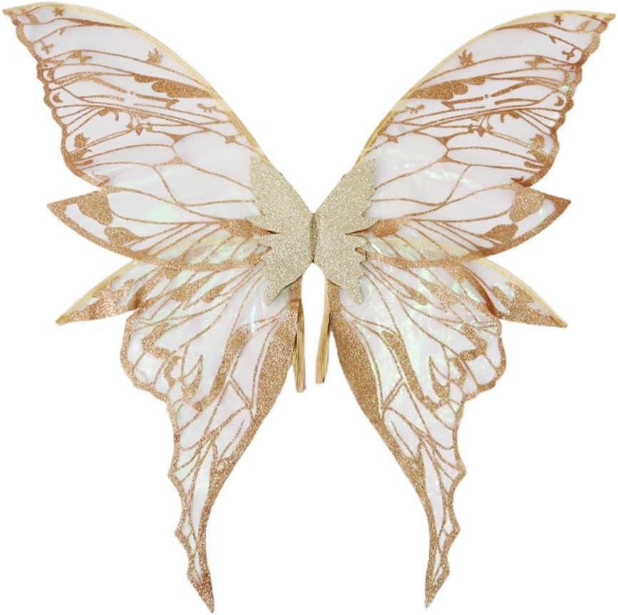 Oprtuisi Adult Fairy Wings, Shiny Transparent Princess Wings, Halloween Costume Accessory for Ideal for Cosplay, Party, Black