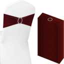 Tegeme 80 Pieces Chair Sashes & Bows - Stretch Spandex Chair Cover Band with Buckle for Wedding, Hotel Banquet, Birthday Party & Home Bulk Decorations(Wine Red)