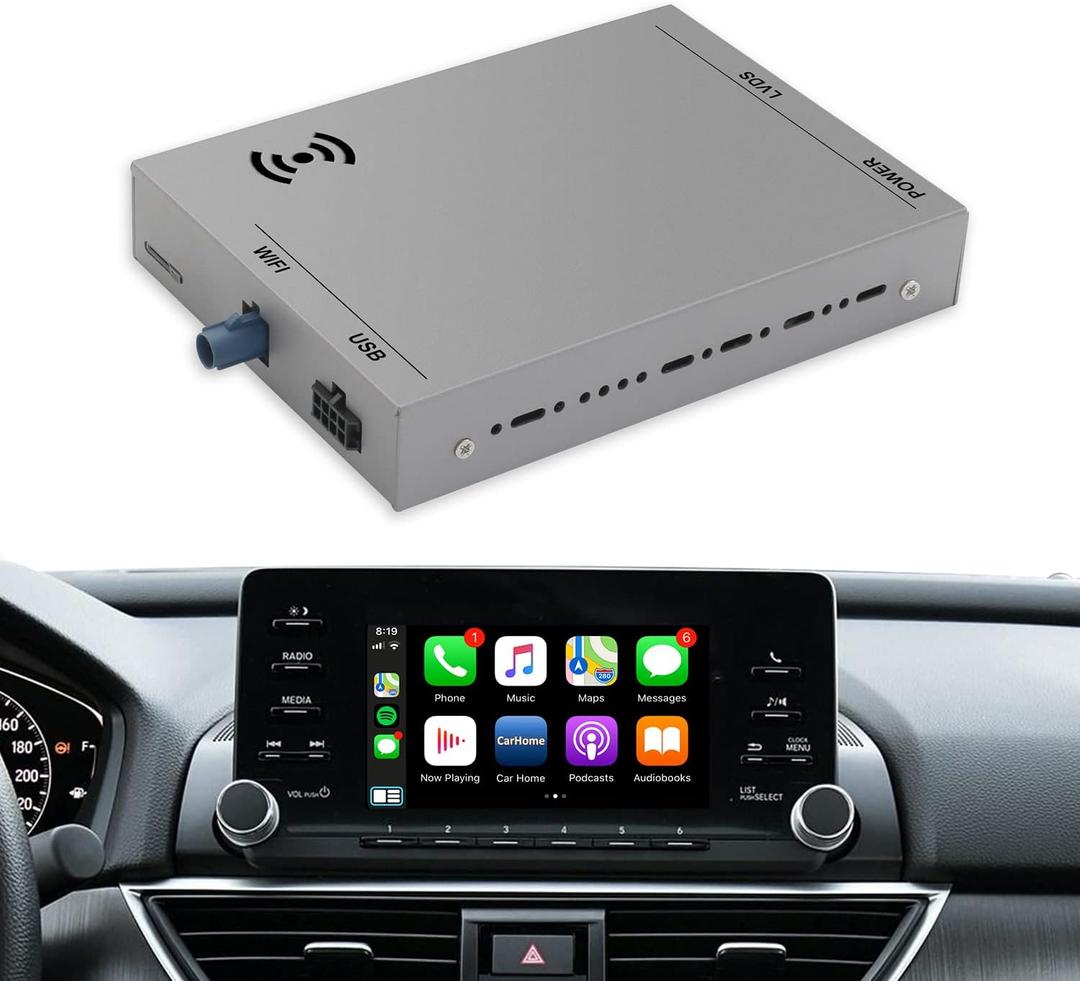 Wireless Carplay Module Receiver Box for 7 inch Non-Touchscreen for Honda Accord 10th Generation Support Android Auto Mirror Link Reverse Camera USB Car Multimedia Audio Steering Wheel Control
