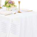 Fivenl 12 Pack 10FT Pearl Table Runner 30x120 Inch White Tulle Fabric Boho Rustic Sheer Table Runners Lace Table Cloth for Wedding Bridal Shower Birthday Party Arch Veil Dessert Table Decor (White)
