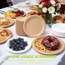 9 Inch 125 Pack Compostable Paper Plates, Biodegradable Heavy Duty Disposable Plates, Round Unbleached Brown Plates Made from Natural Sugarcane Fibers, for Party, Camping, Picnic