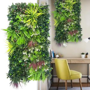 Artificial Plant Wall Panels: UV-Anti Faux Grass Wall Backdrop Boxwood Ivy Fence Privacy Screen Fake Greenery Leaf Hedge for Outdoor,Indoor,Garden,Backyard and Home Decor(5.6 SQFT) (20"x20" 2P)