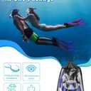 Mask Fins Snorkel Set, Snorkeling Gear for Adults, Panoramic View Snorkel Mask Anti-Fog, Adjustable Dive Flippers, Dry Top Snorkel and Travel Bag, Scuba Gear for Swimming Snorkeling Diving