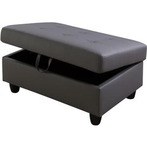 Ottoman Storage Ottoman Bench Semi PU Synthetic Leather Footrest Footstool with Hinged Lid for Living Room, Bedroom, Entryway, Dark Grey, 35"X23.5"X17.5"