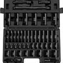 BOEN 1/2" Drive Impact Socket Set, 45 Piece Deep & Shallow Metric Socket Set 9mm to 32mm, Includes 3" 5"10" Extension Bars, Universal Joint, Adapter, 6 Point Design, Cr-V Steel, Meets ANSI Standards (45pcs Metric Deep + Shallow)