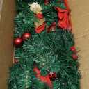 Christmas Garland,Christmas Garland with Lights Battery Operated,9 ft Rattan Artificial Flower Vine Plants Xmas Decorations for Indoor Outdoor Home Mantel Fireplace Stairs