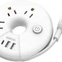 Travel Power Strip, NTONPOWER 3 Outlets 3 USB(1 USB C) Cruise Approved Power Strip, Short Extension Cord 3ft, Travel Essentials for Home, Hotels, Cruise Ship, Vacation, White, i-Donut