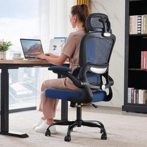 TRALT Office Chair Ergonomic Desk Chair, 330 LBS Home Mesh Office Desk Chairs with Wheels, Comfortable Gaming Chairs (Dark Blue)