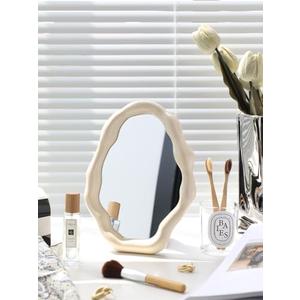 gugululu Cloud Makeup Mirrors for Desk, Tabletop Vanity Mirror Hanging Wall Mirrors Desk Mirror with Adjustable Bracket Decor Aesthetic Mirrors for Office Living Room Bedroom (White)