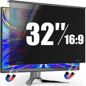 Magnetic 32 Inch Privacy Screen for Frameless Computer Monitor 16:9 Aspect Ratio,Hanging Blue Light Screen Protector Eye Protection Anti-Spy Shield, 32in Removable Privacy Filter