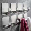 Taozun Adhesive Hooks/Towel Hooks - 8 Packs for Hanging Bathroom Coat Hooks Robe Hook Brushed Wall Hooks Hanger, SUS 304 Stainless Steel (Silver)