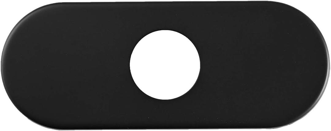 BWE 6.5 Inch Bathroom Vanity Sink Faucet 4" Hole Cover Deck Plate Escutcheon Black Matte