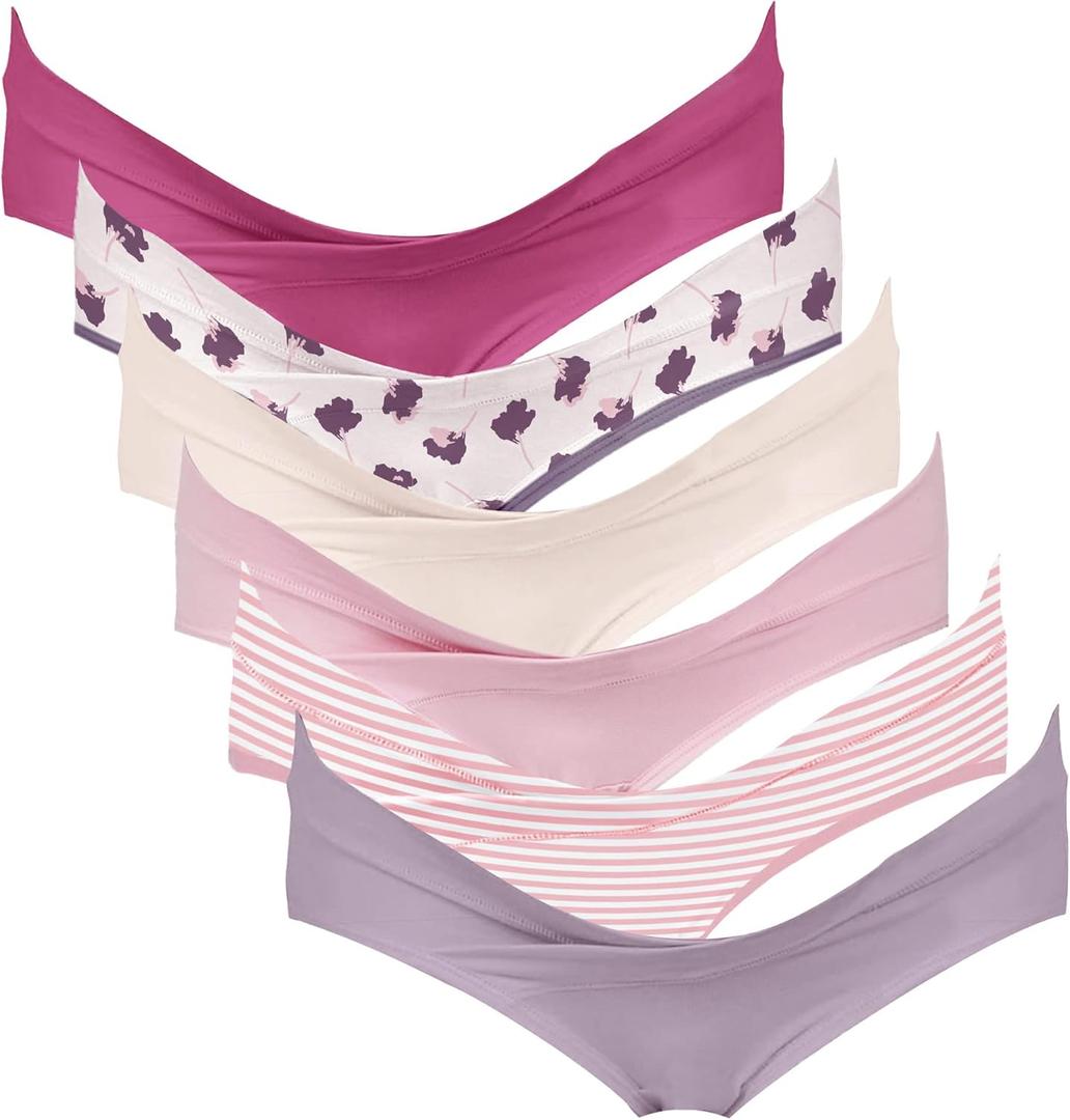 Intimate Portal Maternity Underwear | Pregnancy Postpartum Panties | Under the Bump Bikinis (Large, 6-pk Blume)