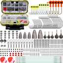 GOTOUR Fishing Lures Accessories Kit with Tackle Box, Fishing Hooks Minnow Crankbait Frog Popper Lure Worm Fishing Spoon Spinner Bait for Bass Crappie, Fishing Gear Freshwater Equipment Gifts for Men (D-245 pcs Pro Tackle Kit)