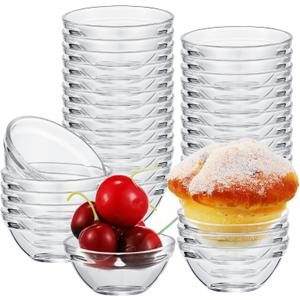Pinkunn 36 Pack 3 Inch 2.5oz Small Clear Glass Ramekins Bowls Stackable Mini Glass Ingredient Dipping Bowls Small Prep Dishes for Spices Dipping Sauces Ice Cream Dessert, Dishwasher and Freezer Safe
