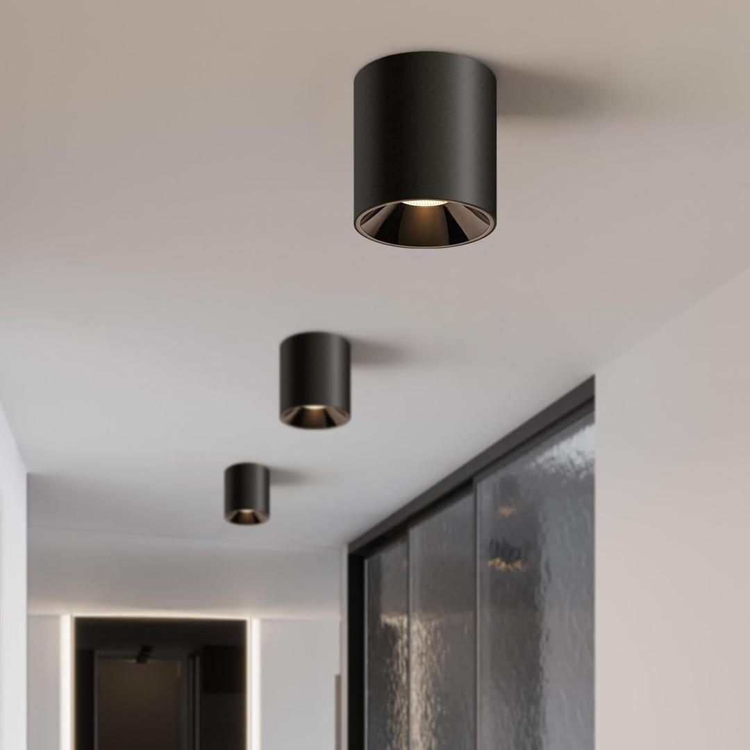 OKELI Modern LED Ceiling Light Fixture Flush Mount COB 20W 4000K Cylinder Ceiling Lights, Dimmable Hallway Lighting Fixtures Ceiling Lamps for Living Room Bedroom Kitchen