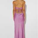 Phicia Sexy Satin Halter Neck Backless Maxi Dress for Women Elegant Tie Cowl Back Formal Wedding Guest Dress for Summer (Pink, XS)