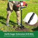 3 PCS Auger Extension Drill Bits, 3/4 Shaft Earth Auger1 Drill Bit Extension, Auger Drill Bit Extension2 Bar, Garden Spiral Hole Drill Bit Extension1 Rod, Post Hole Digger Replacement