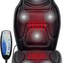 Snailax Massage Seat Cushion - Back Massager with Heat, 6 Vibration Massage Nodes & 2 Heat Levels, Massage Chair Pad for Home Office ChairBlack (Large)