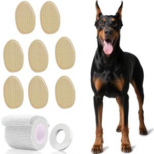 4 Sets Dog Ear Stand Up Support Doberman Ear Posting Kit for Medium & Large Dogs Ear Tape with 8 Patches, Adhesive Tape & Bandage for Doberman, German Shepherd, Great Dane