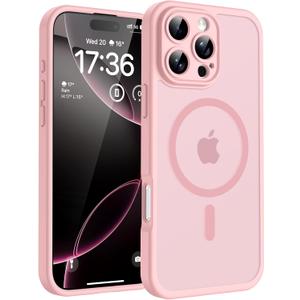 TOCOL for Phone 16 Pro Max Case, Compatible with Magsafe Charger, Full Camera Protection, Drop Protection, Translucent Matte Phone Case for iPhone 16 Pro Max 6.9 inch (Light Pink)