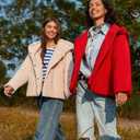 Tankaneo Womens Cropped Puffer Coat Hoodies Oversized Lightweight Winter Jacket Warm Long Sleeve Outerwear (X-Large, Beige)