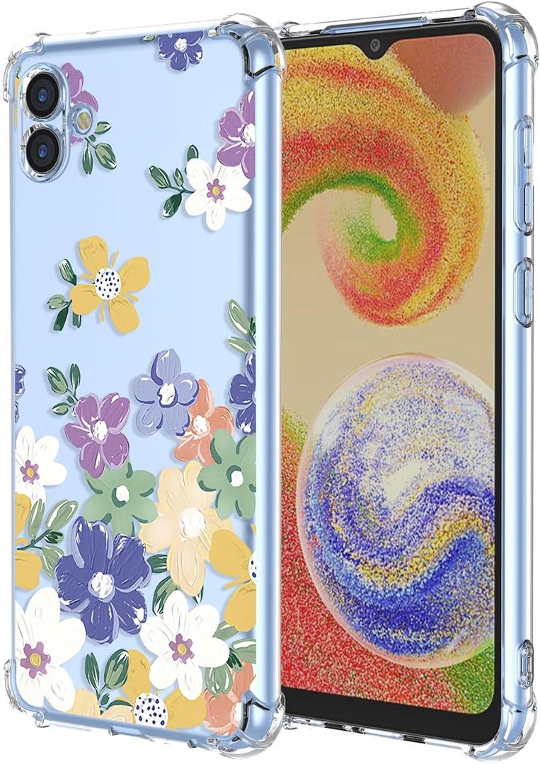 Case for Samsung A04E Floral Transparent Soft TPU Phone Case Air Cushion Shockproof Bumper Protective Phone Cover for Samsung Galaxy A04E,Diverse Flower