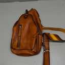 LRTO Genuine Leather Sling Bag for Men and Women Real Leather Shoulder Crossbody Bag Chest Bag Sling Backpack Purse (Brown)