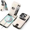 Compatible with Magsafe for iPhone 13 Pro Max Wallet Case with Card Holder Kickstand RFID Blocking Flip Cover Credit Card Slots PU Leather Men Women,Phone Case for Apple 13 ProMax,White