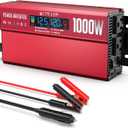 OLTEANP 1000W Power Inverter with LCD Screen Display, 2 AC Outlets, 36W Type-C Port, 5V/3A USB Port, 12V DC to 110V/120V AC Inverter for Truck, Home, Vehicles, Laptop, Trip (Red)