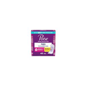 Poise Incontinence & Postpartum Pads for Bladder Leaks, 5 Drop Maximum Absorbency, Regular Length, 48 Count