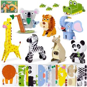 BONNYCO 3D Puzzles for Kids Toys Jungle Animals Pack 8. 3D Puzzle Jigsaw 6-8 9-13, Educational Girl and Boy Toys. Gifts for Kids Activity, Birthday Gifts for Boys. Rompecabezas 3-D Foam, Christmas