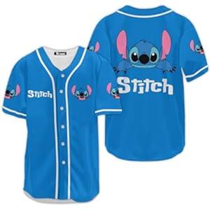 fat mummy Cute Alien Baseball Jersey, Movie Character Jersey Button Down Shirt, Gifts for Movie Lover Blue M