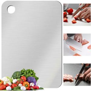 Titanium Cutting Board, Stainless Steel Cutting Boards for Kitchen, Double Sided Food-Grade Titanium Board for Cutting Vegetables And Meat (11.8 x 7.87 inch)